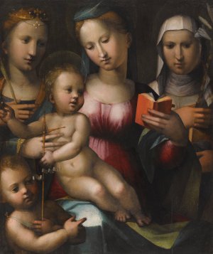 The Madonna And Child With Saints Anne, Catherine And The Infant John The Baptist by Giorgio Di Giovanni Oil Painting