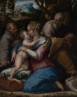 Holy Family with Saint Francis by Giorgio Vasari Oil Painting