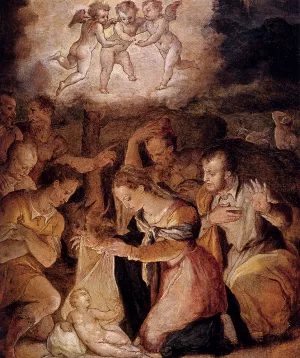 The Nativity With The Adoration Of The Shepherds painting by Giorgio Vasari