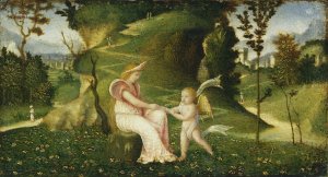 Venus and Cupid in a Landscape by Giorgione Oil Painting