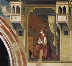Annunciation: The Virgin Receiving the Message Cappella Scrovegni Arena Chapel; Padua by Giotto Di Bondone - Oil Painting Reproduction