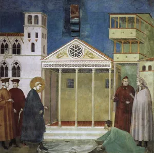 Legend of St Francis: 1. Homage of a Simple Man Upper Church, San Francesco, Assisi by Giotto Di Bondone - Oil Painting Reproduction