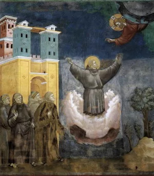 Legend of St Francis: 12. Ecstasy of St Francis Upper Church, San Francesco, Assisi painting by Giotto Di Bondone