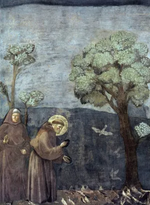 Legend of St Francis: 15. Sermon to the Birds Upper Church, San Francesco, Assisi by Giotto Di Bondone Oil Painting