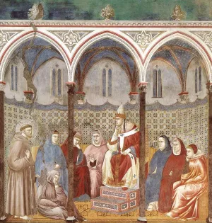 Legend of St Francis: 17. St Francis Preaching before Honorius III Upper Church, San Francesco, Assisi by Giotto Di Bondone Oil Painting