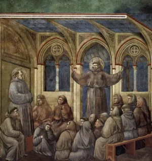 Legend of St Francis: 18. Apparition at Arles Upper Church, San Francesco, Assisi painting by Giotto Di Bondone