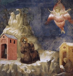 Legend of St Francis: 19. Stigmatization of St Francis Upper Church, San Francesco, Assisi by Giotto Di Bondone Oil Painting