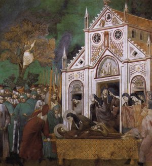 Legend of St Francis: 23. St. Francis Mourned by St. Clare Upper Church, San Francesco, Assisi Oil painting by Giotto Di Bondone