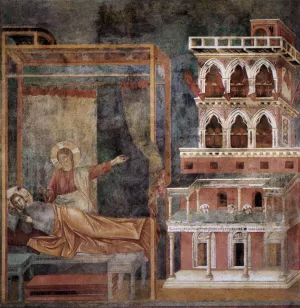 Legend of St Francis: 3. Dream of the Palace Upper Church, San Francesco, Assisi by Giotto Di Bondone Oil Painting
