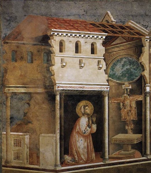 Legend of St Francis: 4. Miracle of the Crucifix Upper Church, San Francesco, Assisi by Giotto Di Bondone - Hand-Painted Oil Painting Reproduction