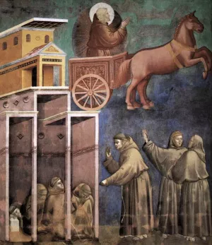 Legend of St Francis: 8. Vision of the Flaming Chariot Upper Church, San Francesco, Assisi Oil painting by Giotto Di Bondone