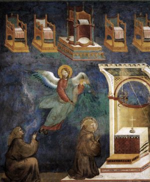 Legend of St Francis: 9. Vision of the Thrones Upper Church, San Francesco, Assisi Oil painting by Giotto Di Bondone