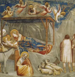 Scenes from the Life of Christ: 1. Nativity: Birth of Jesus by Giotto Di Bondone - Oil Painting Reproduction