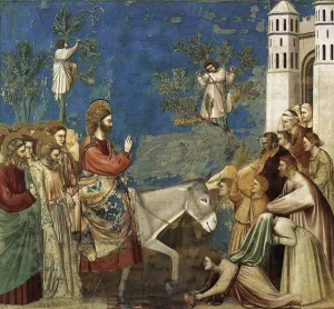 Scenes from the Life of Christ: 10. Entry into Jerusalem by Giotto Di Bondone Oil Painting