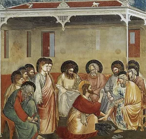 Scenes from the Life of Christ: 14. Washing of Feet by Giotto Di Bondone Oil Painting