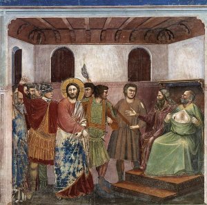 Scenes from the Life of Christ: 16. Christ Before Caiaphas Oil painting by Giotto Di Bondone