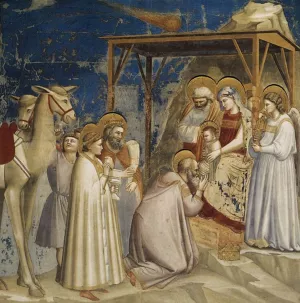Scenes from the Life of Christ: 2. Adoration of the Magi by Giotto Di Bondone Oil Painting