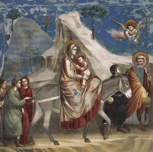 Scenes from the Life of Christ: 4. Flight into Egypt painting by Giotto Di Bondone