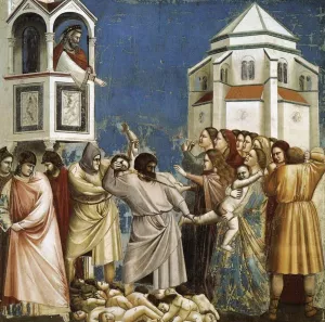 Scenes from the Life of Christ: 5. Massacre of the Innocents by Giotto Di Bondone Oil Painting