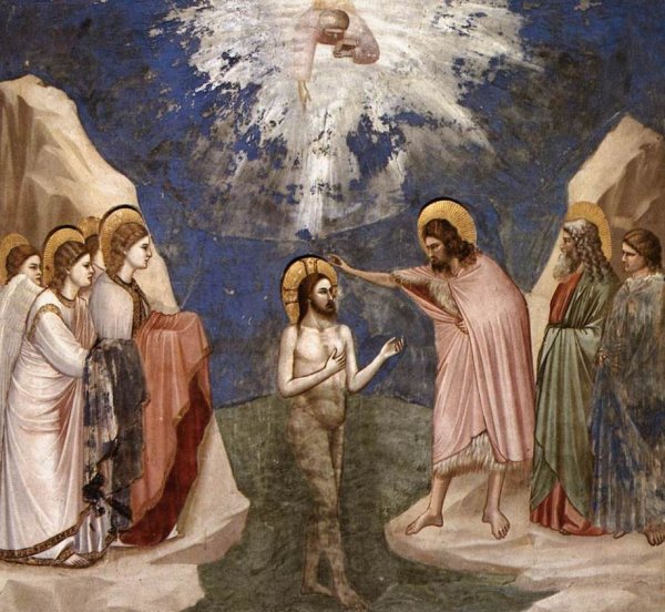 Main Product Photo of Scenes from the Life of Christ: 7. Baptism of Christ  Painting by Giotto Di Bondone