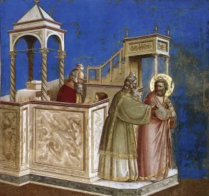 Scenes from the Life of Joachim: 1. Rejection of Joachim's Sacrifice (Cappella Scrovegni (Arena Chapel), Padua) by Giotto Di Bondone Oil Painting