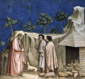 Scenes from the Life of Joachim: 2. Joachim among the Shepherds Cappella Scrovegni Arena Chapel; Padua Oil painting by Giotto Di Bondone