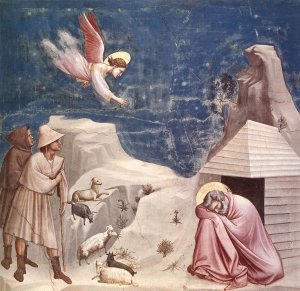 Scenes from the Life of Joachim: 5. Joachim's Dream (Cappella Scrovegni (Arena Chapel), Padua) Oil painting by Giotto Di Bondone