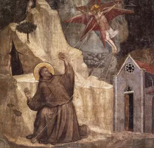 Scenes from the Life of Saint Francis: 1. Stigmatisation of Saint Francis Bardi Chapel, Santa Croce, Florence by Giotto Di Bondone - Oil Painting Reproduction