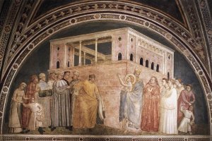 Scenes from the Life of Saint Francis: 2. Renunciation of Wordly Goods Bardi Chapel, Santa Croce, Florence by Giotto Di Bondone Oil Painting