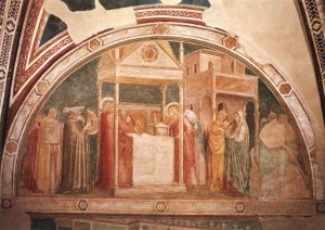 Scenes from the Life of St John the Baptist: 1. Annunciation to Zacharias Oil painting by Giotto Di Bondone