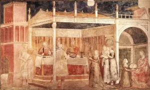 Scenes from the Life of St John the Baptist: 3. Feast of Herod Peruzzi Chapel, Santa Croce, Florence by Giotto Di Bondone - Oil Painting Reproduction