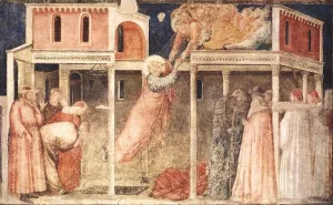 Scenes from the Life of St John the Evangelist: 3. Ascension of the Evangelist Peruzzi Chapel, Santa Croce, Florence by Giotto Di Bondone Oil Painting