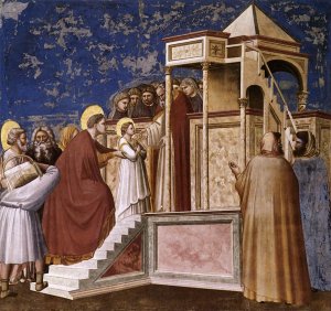 Scenes from the Life of the Virgin: 2. Presentation of the Virgin in the Temple Cappella Scrovegni Arena Chapel; Padua by Giotto Di Bondone Oil Painting