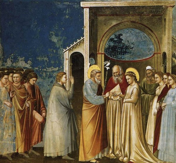 Scenes from the Life of the Virgin: 5. Marriage of the Virgin Cappella Scrovegni Arena Chapel; Padua by Giotto Di Bondone - Hand-Painted Oil Painting Reproduction