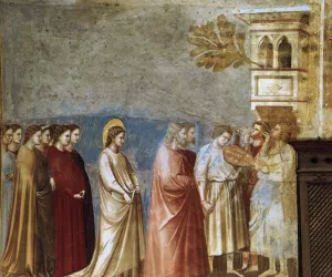 Scenes from the Life of the Virgin: 6. Wedding Procession Cappella Scrovegni Arena Chapel; Padua by Giotto Di Bondone Oil Painting