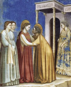 Scenes from the Life of the Virgin: 7. Visitation Cappella Scrovegni Arena Chapel; Padua by Giotto Di Bondone - Oil Painting Reproduction