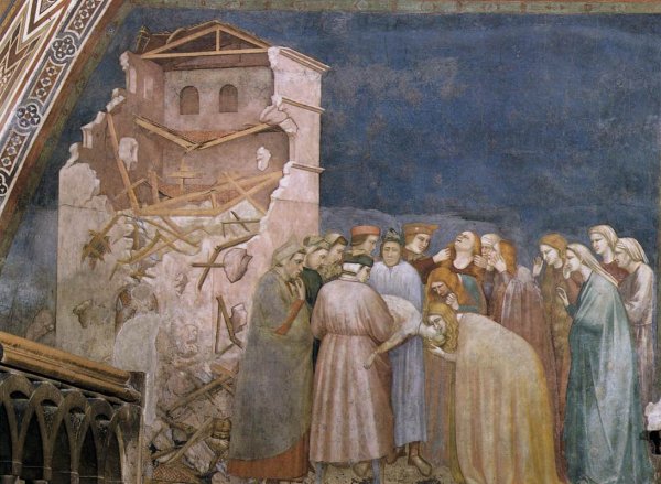The Death of the Boy in Sessa North transept, Lower Church, San Francesco, Assisi by Giotto Di Bondone - Hand-Painted Oil Painting Reproduction