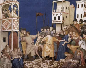 The Massacre of the Innocents by Giotto Di Bondone Oil Painting