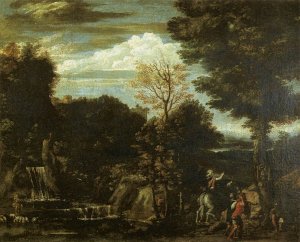 Landscape with a Devotional Image Oil painting by Giovan Battista Viola