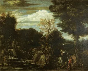 Landscape with a Devotional Image Oil painting by Giovan Battista Viola