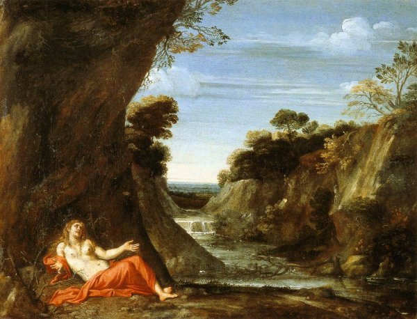 Penitent Magdalene in a Landscape by Giovan Battista Viola - Hand-Painted Oil Painting Reproduction
