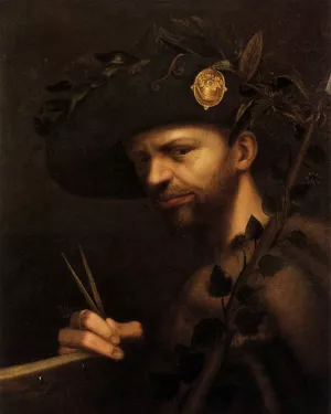 Self-Portrait as Abbot of the Accademia della Val di Blenio by Giovan Paolo Lomazzo - Oil Painting Reproduction