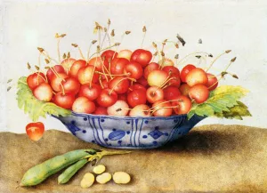 Chinese Porcelain Plate with Cherries by Giovanna Garzoni Oil Painting