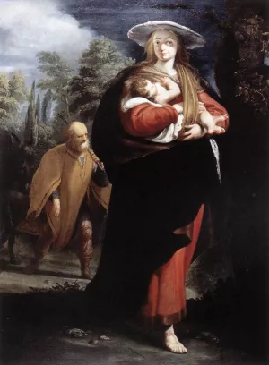 The Flight into Egypt by Giovanni Andrea Ansaldo Oil Painting