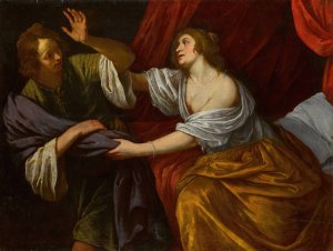 Joseph and Potiphar's Wife by Giovanni Andrea De' Ferrari Oil Painting