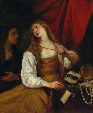 The Conversion of Mary Magdalene by Giovanni Andrea De' Ferrari Oil Painting