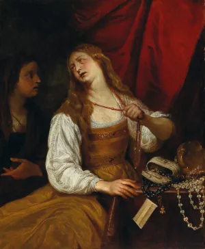 The Conversion of Mary Magdalene by Giovanni Andrea De' Ferrari Oil Painting