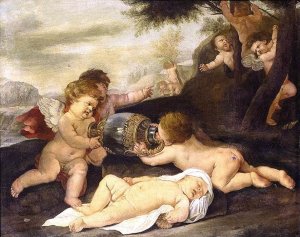 Putti in a Landscape by Giovanni Andrea Podesta Oil Painting