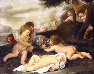 Putti in a Landscape painting by Giovanni Andrea Podesta
