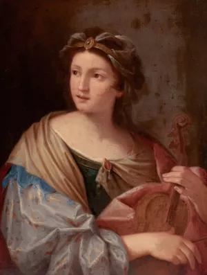 Woman with a Violin by Giovanni Andrea Sirani Oil Painting